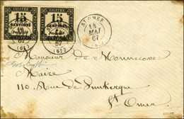 Càd T 15 ST OMER (61) / Timbre-Taxe N° 3 Paire Sur Lettre En Double Port Local. 1867. - TB / SUP. - 1859-1959 Covers & Documents