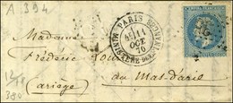 Etoile 35 / N° 29 Càd PARIS / MINISTERE DES FINANCES 11 OCT. 70 Sur Lettre Pour Le Mas-d'Azil, Au Verso Càd De Passage 1 - Guerra Del 1870