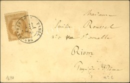 Càd PARIS / R. DE STRASBOURG 2 OCT. 70 / N° 28 (pd) Sur Carte Pour Riom, Au Verso Càd D'arrivée 21 OCT. 70. LE JEAN BART - War 1870