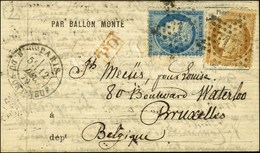 Etoile 17 / N° 36 (def) + 37 Càd PARIS / R. DU PONT NEUF 12 DEC. 70 Sur Lettre Pour Bruxelles Sans Càd D'arrivée. Courri - Krieg 1870