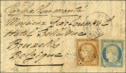 Etoile 9 / N° 36 + 37 Càd PARIS / R. MONTAIGNE 16 DEC. 70 (7e Levée) Sur Lettre Pour Bruxelles, Au Verso Càd D'arrivée 2 - War 1870