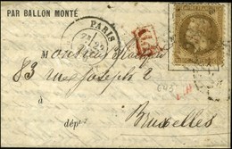 Etoile 24 / N° 30 Càd PARIS / R. DE CLERY 22 DEC. 70 (7e Levée) Sur Lettre PAR BALLON MONTE Pour Bruxelles, Au Verso Càd - Krieg 1870