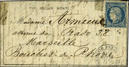 Etoile 351 / N° 37 Càd PARIS / MINISTERE DES FINANCES 18 JANV. 71 Sur Dépêche-ballon N° 23 Pour Marseille, Au Verso Càd  - War 1870