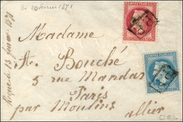 P.P. Encadré / N° 29 + 32 Sur Boule De Moulins. Au Verso, Càd D'arrivée PARIS (60) 12 FEVR. 71. - TB / SUP. - RRR. - Oorlog 1870