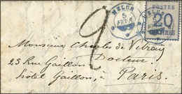 Cachet Bleu Télégraphique MELUN* 5 FEVRIER / Als. N° 6 Sur Lettre Avec Texte Daté De Fontainebleau Le 5 Janvier 71 (en F - Guerra Del 1870