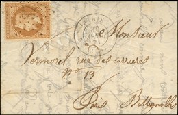 Etoile 37 / N° 28 Càd De Rayon 4 PARIS 4 (60) 30 AVRIL 71 Sur Lettre Pour Les Batignolles. Rare Association D’une étoile - Krieg 1870