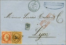 Ancre Bleue / N° 21 + 23 Càd Bleu AMERIQUE / * 16 JUIL. 63 Sur Lettre De Constantinople Pour Lyon. - SUP. - Schiffspost