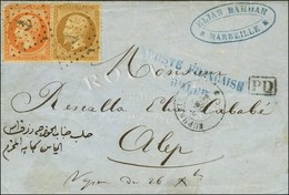 Ancre / N° 21 + 23 (def) Càd EUPHRATE / * 27 DEC. 63 Sur Lettre De Marseille Pour Alep, Au Recto Griffe Bleue POSTES FRA - Poste Maritime