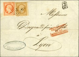 Lettre Avec Texte De Constantinople Datée Le 30 Mars 1859 Pour Lyon. L'agent Embarqué N'ayant Pas De Càd Sur Ce Voyage D - Maritime Post