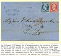 Ancre / N° 14 + 17 Càd PHASE / * 6 NOV. 61 Sur Lettre 2 Ports De Constantinople Pour Lyon. L'agent Postal Du Paquebot CY - Maritime Post