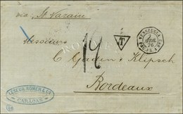 Càd Octo VENEZUELA / PAQ. FR. A N° 3 Taxe Tampon 12 Sur Lettre De Caracas Pour Bordeaux. 1876. - SUP. - Schiffspost