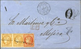 Ancre / N° 43 Paire + 48 Càd Octo HAVANE / PAQ. FR.B N° 1 Sur Lettre Pour Mexico. Au Recto, Taxe Tampon 4. 1871. Excepti - Schiffspost