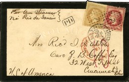 Ancre / N° 28 + 32 Càd BUENOS AYRES / PAQ. FR. K N° 1 Sur Lettre Pour Cincinnati Taxée 10. 1869. - TB / SUP. - RR. - Maritime Post