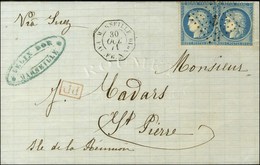 Ancre / N° 60 (2) Càd Octo MARSEILLE / PAQ. FR. N N° 10 Sur Lettre Pour St Pierre, Ile De La Réunion. 1871. - SUP. - RR. - Schiffspost