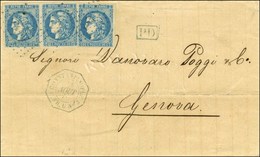 Ancre Bleue / N° 46 (3, Belles Marges) Càd Octo Bleu CONSTANTINOPLE / P.FR. U N° 3 23 AOUT 71 Sur Lettre Avec Texte Daté - Schiffspost