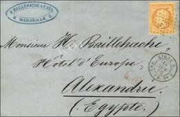 Ancre / N° 23 Càd LIGNE V / PAQ. FR. N° 2 19 NOV. 66 Sur Lettre De Marseille Pour Alexandrie (1ère Correspondance Avec L - Schiffspost