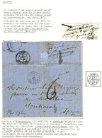 Càd LIGNE V / PAQ. FR. N° 2 23 DEC. 70 Sur Lettre D'Alexandrie Pour Soukaras (Algérie). Au Verso, Rarissime Griffe Encad - Schiffspost