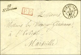12 / St Jérôme P.P. Rouge Càd T 15 MARSEILLE (12) Sur Lettre Avec Texte Daté D'Allauch. 1847. - SUP. - R. - 1801-1848: Vorläufer XIX