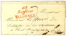 48 / Barfleur / VALOGNES Rouge Sur Lettre Sans Texte Daté 1826. - SUP. - 1801-1848: Vorläufer XIX