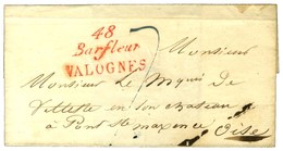 48 / Barfleur / VALOGNES Rouge Sur Lettre Sans Texte Daté 1826. - SUP. - 1801-1848: Precursors XIX