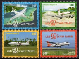 Polynésie Française 2018 - Aviation, 60 Ans D'air Tahiti - 4 Val Neufs // Mnh - Neufs