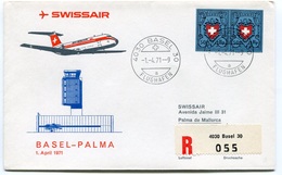 RC 6556 SUISSE SWITZERLAND 1971 1er VOL SWISSAIR BASEL - PALMA ESPAGNE FFC LETTRE COVER - First Flight Covers