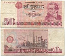 DDR 1971, 50 Mark, Staatsbank DDR, F. Engels, KN 7stellig, Geldschein, Banknote - 50 Mark