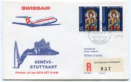 RC 6557 SUISSE SWITZERLAND 1969 1er VOL SWISSAIR GENEVE - STUTTGART ALLEMAGNE FFC LETTRE COVER - Eerste Vluchten