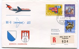 RC 6559 SUISSE SWITZERLAND 1967 1er VOL SWISSAIR ZURICH - HAMBURG ALLEMAGNE FFC LETTRE COVER - First Flight Covers