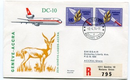 RC 6565 SUISSE SWITZERLAND 1974 1er VOL SWISSAIR ZURICH - ACCRA GHANA FFC LETTRE COVER - Erst- U. Sonderflugbriefe