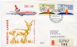 RC 6567 SUISSE SWITZERLAND 1974 1er VOL SWISSAIR ZURICH - LAGOS NIGERIA FFC LETTRE COVER - Premiers Vols