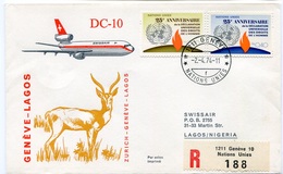 RC 6567 SUISSE SWITZERLAND 1974 1er VOL SWISSAIR ZURICH - LAGOS NIGERIA FFC LETTRE COVER - Eerste Vluchten