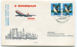 RC 6568 SUISSE SWITZERLAND 1971 1er VOL SWISSAIR GENEVE - NEW YORK USA FFC LETTRE COVER - Eerste Vluchten