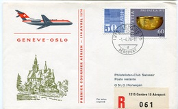 RC 6573 SUISSE SWITZERLAND 1974 1er VOL SWISSAIR GENEVE - OSLO NORVEGE FFC LETTRE COVER - Primeros Vuelos