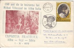 6152FM- MICHAEL THE BRAVE, KING OF ROMANIA, FIRST UNION ANNIVERSARY, SPECIAL COVER, 1979, ROMANIA - Cartas & Documentos