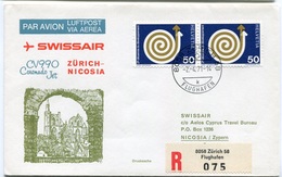 RC 6579 SUISSE SWITZERLAND 1971 1er VOL SWISSAIR ZURICH - NICOSIA CHYPRE FFC LETTRE COVER - Eerste Vluchten