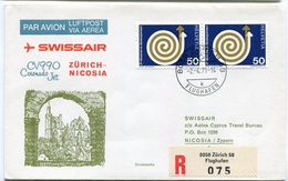 RC 6579 SUISSE SWITZERLAND 1971 1er VOL SWISSAIR ZURICH - NICOSIA CHYPRE FFC LETTRE COVER - Primeros Vuelos