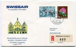 RC 6585 SUISSE SWITZERLAND 1965 1er VOL SWISSAIR BALE - FRANKFURT ALLEMAGNE FFC LETTRE COVER - Erst- U. Sonderflugbriefe
