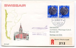 RC 6589 SUISSE SWITZERLAND 1962 1er VOL SWISSAIR ZURICH - SANTIAGO CHILI FFC LETTRE COVER - Eerste Vluchten