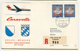 RC 6593 SUISSE SWITZERLAND 1966 1er VOL SWISSAIR ZURICH - MUNCHEN ALLEMAGNE FFC LETTRE COVER - Primi Voli