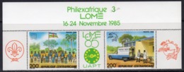 Centrafrica 1985, Philafrique, UPU, Scout Logo, 2val - UPU (Union Postale Universelle)