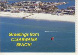 CLEARWATER BEACH PARASAILING ALONG NORTH BEACH SHOWING ROCKAWAY PIER AND PALM PAVILLON - Clearwater