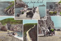 Postcard Greetings From Sark Multiview RA Series PU 1960 Tinted RP My Ref B22153 - Sark