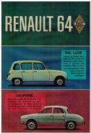 RENAULT GAMME 1964 CATALOGUE 4 VOLETS 1964 Format 18.5 X 27 FRANCE - Publicidad