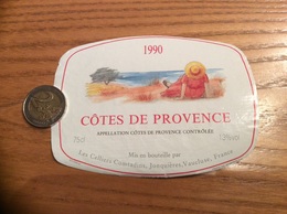 Etiquette De Vin * «COTES DE PROVENCE - Les Celliers Comtadins - Jonquières (84)» 1990 - Rosés