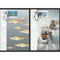 AAT 1990 Scientific Cooperation In Antarctica 2 Maximum Card - First Day 13 June 1990 - Cartes-maximum