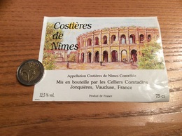 Etiquette De Vin «Costières De Nîmes - Les Celliers Comtadins - Jonquières (84)» (arènes) - Rosés