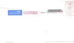 2001. Japan, The Letter Sent By Registered Air-mail Post To Moldova - Brieven En Documenten