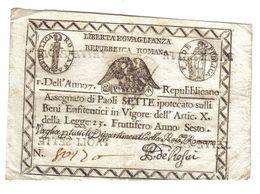 PONTIFICIO REPUBBLICA ROMANA ASSEGNATI 7 PAOLI ANNO 7°  BB+ LOTTO 1766 - Autres & Non Classés