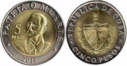 News - Cuba 5 Pesos 2016 - Monnaie Bimétalique - Antonio Maceo - PayPal Ok - Cuba